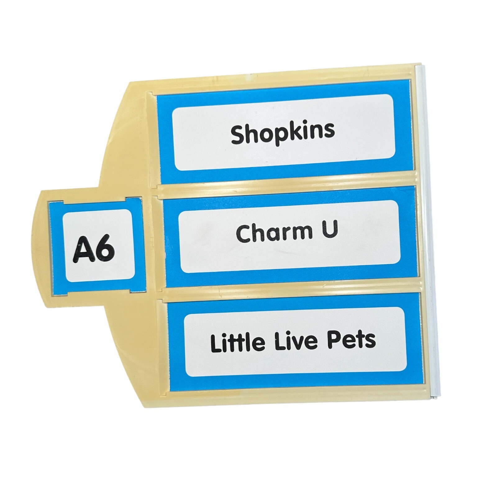 Toys R Us True Aisle Sign A6 Shopkins, Charm U, Little Live Pets