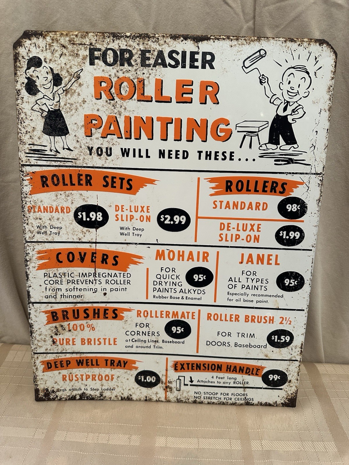 Hardware Store Display Roller Painting Metal Litho Advertising Sign