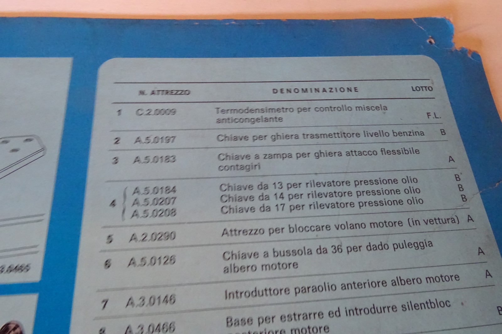 sign sign Alfa Romeo Alfetta engine specific equipment
