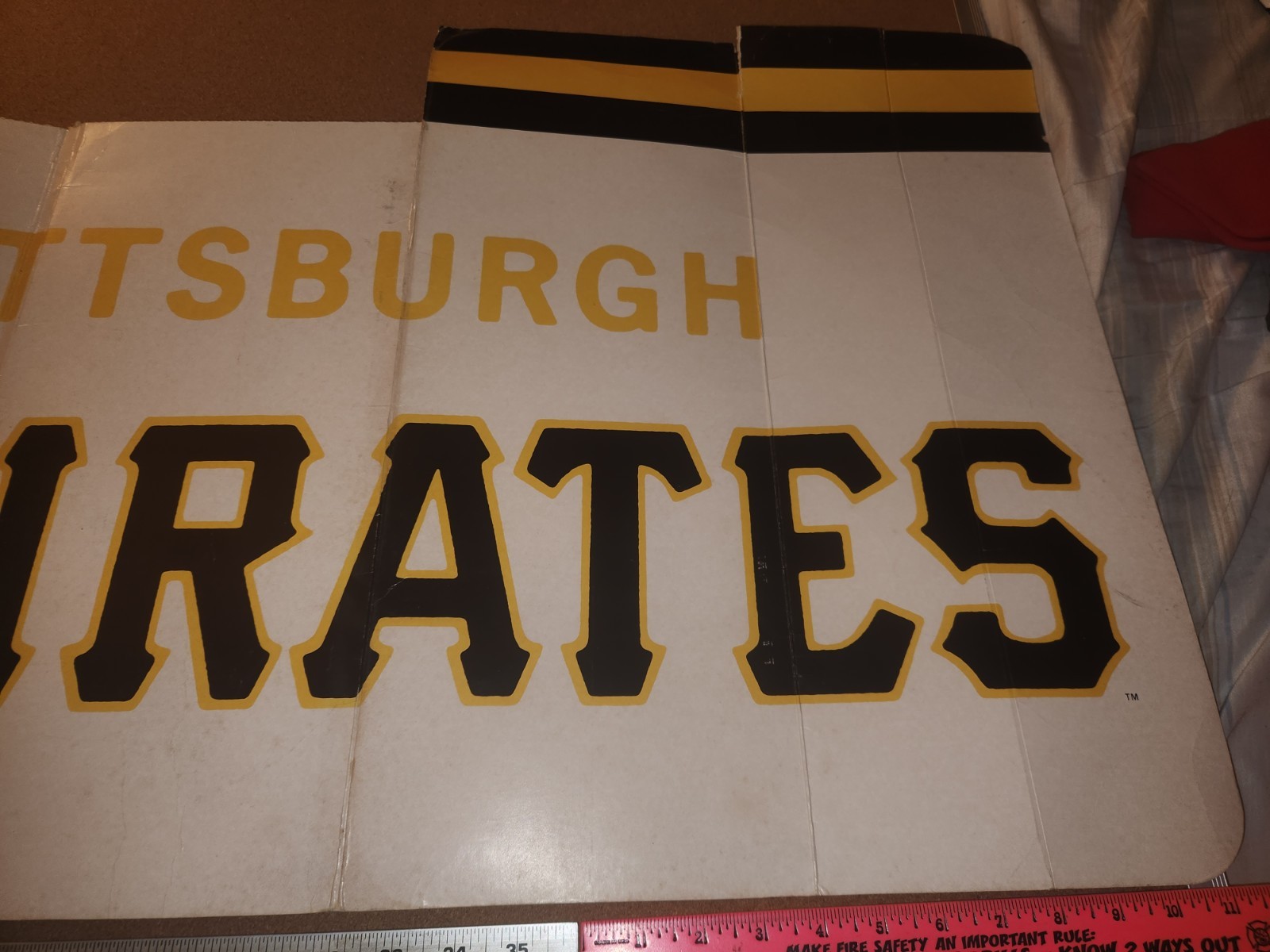Vintage 1987 PITTSBURGH PIRATES Cardboard STORE DISPLAY 48″ x 21″ inches Used