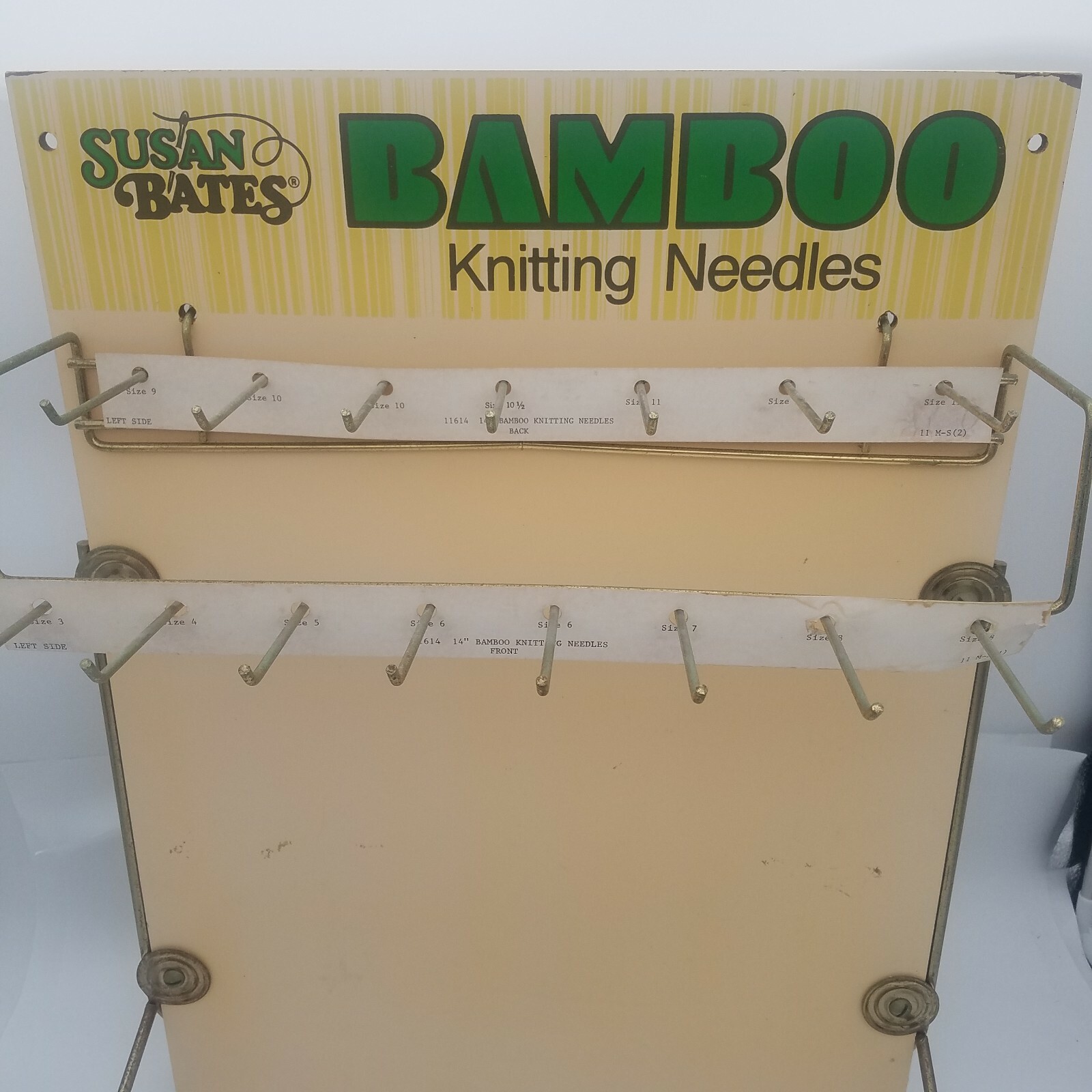 Vintage Susan Bates Bamboo Knitting Needle Metal Counter Top Store Display