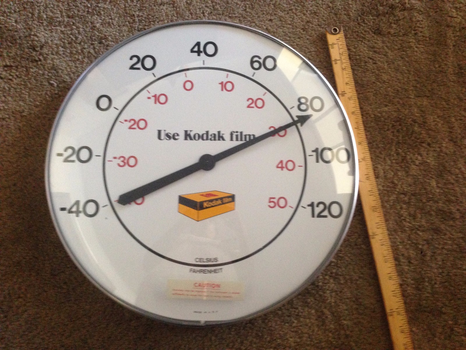 1960s “Use Kodak Film” Kodak Camera Advertising Large Outdoor Glass Thermometer