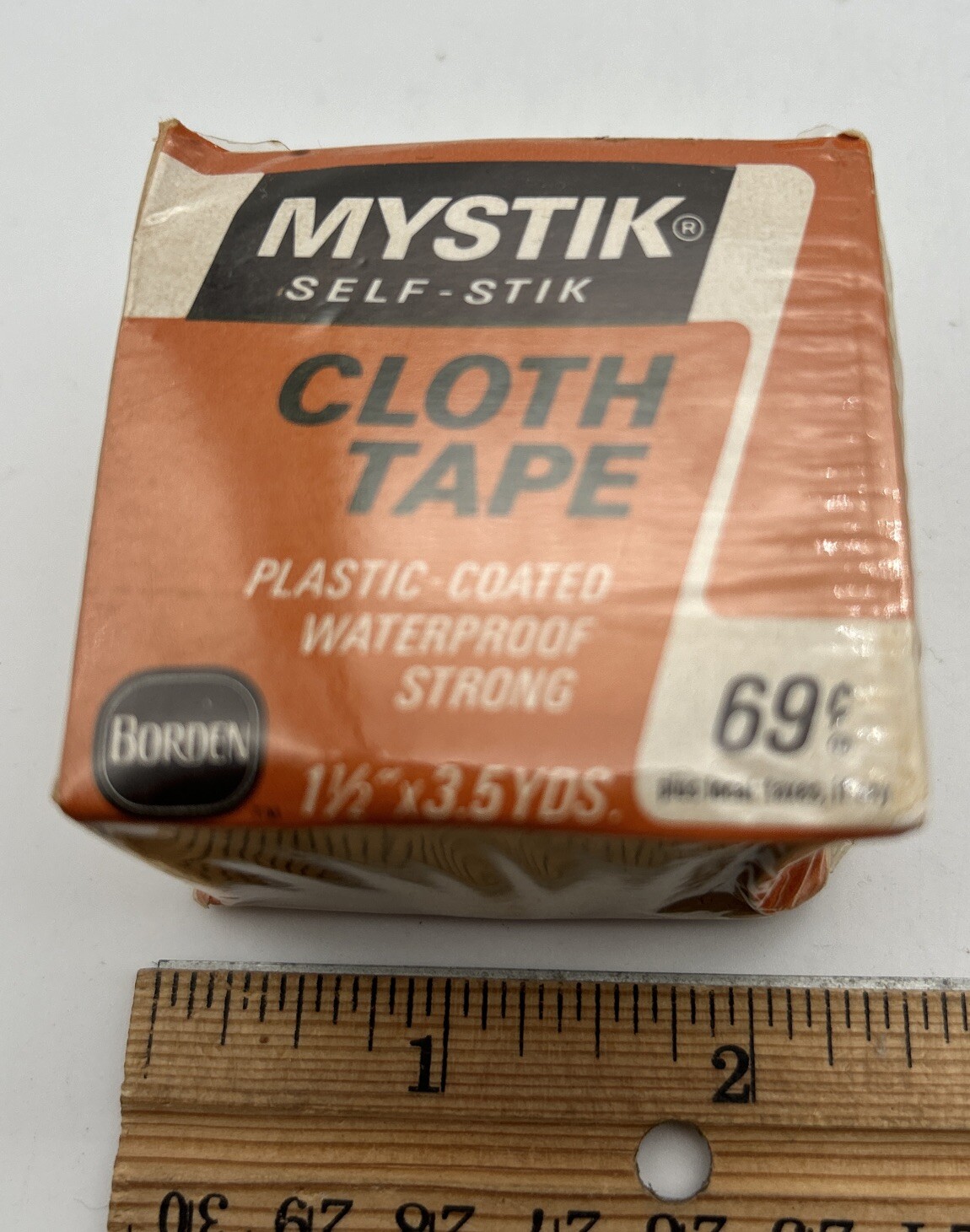 Vintage Mystik Brand Tape Cloth Self-Stik NIP MADE BY BORDEN 1.5” X 3.5 Yards