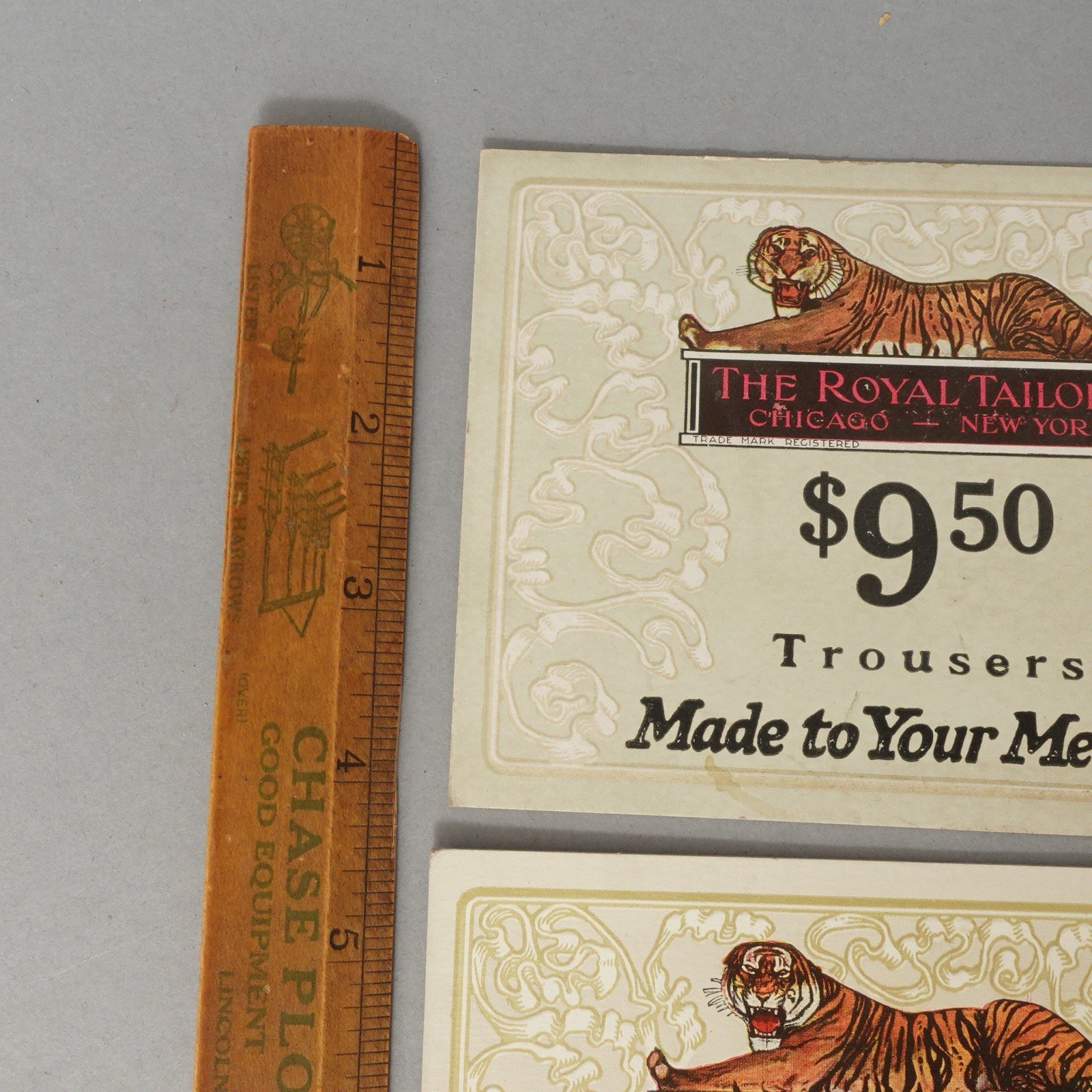 Vintage Royal Tailors Chicago New York Store Display Signs Lot Suit Tiger Cards