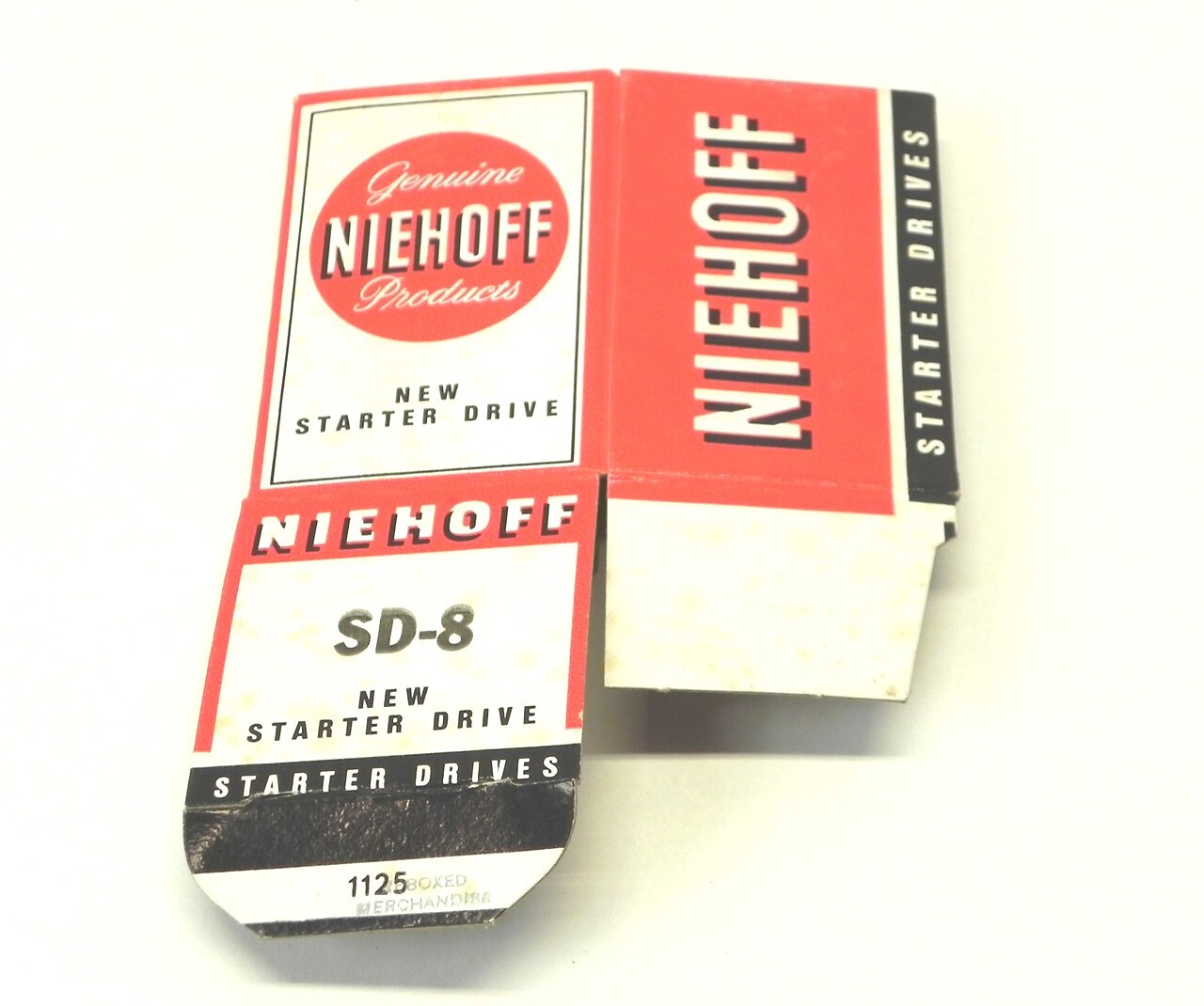 VINTAGE NIEHOFF STARTER DRIVE DISPLAY BOX *BOX ONLY* #1125 3.25″x2.25″x2.25″ NEW