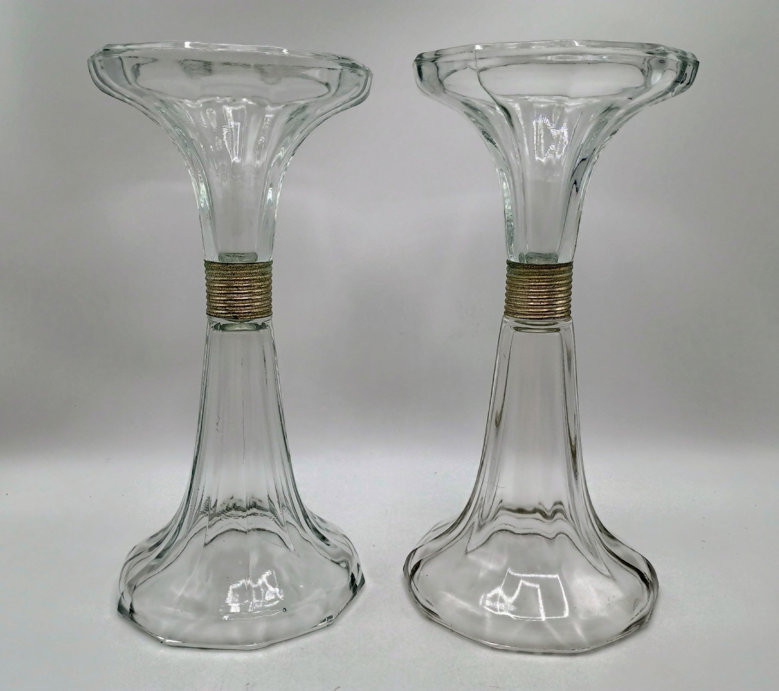 2 Antique Glass Shelf Risers Pharmacy Soda Fountain 10.5” X 5” Art Deco