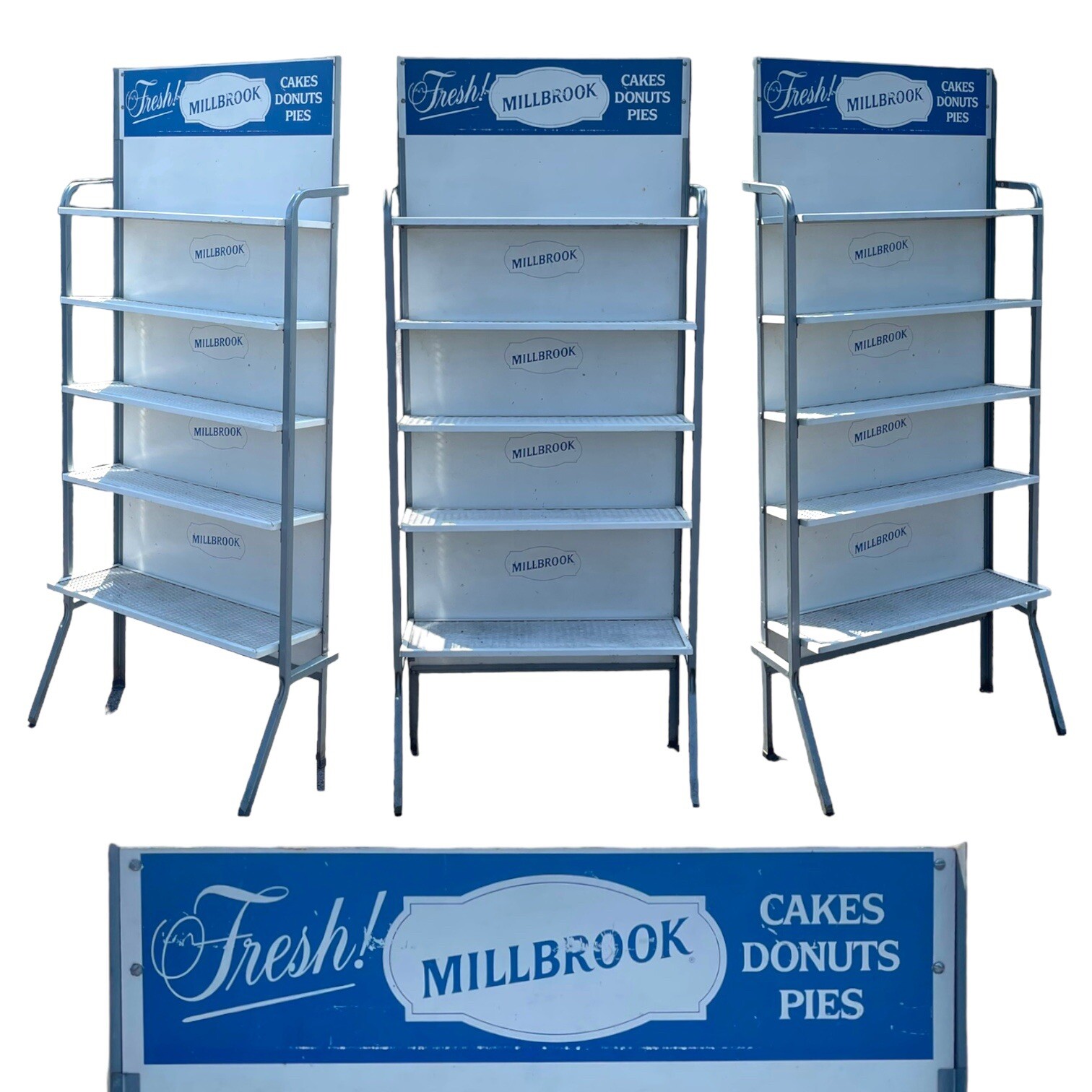 Vintage 50s MILLBROOK NY Folding Metal Store Display Bakery Rack Retro Shelving