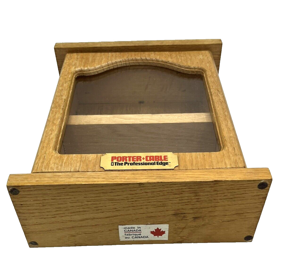 Porter Cable Oak Store Display Plexiglass Front 24-Bit Box Case 11 1/2″ x 9 1/4″