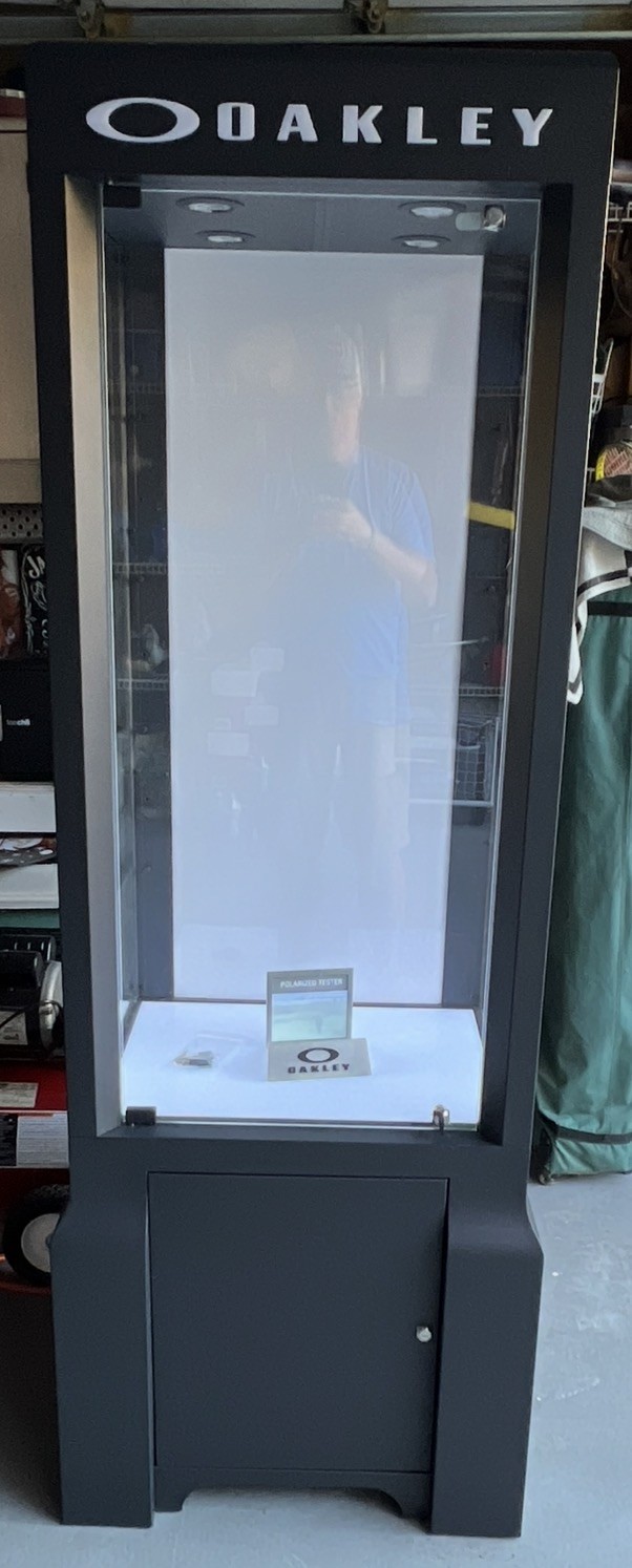 OAKLEY SUNGLASSES RETAIL DISPLAY CASE BLACK 72” LIGHTS GLASS SHELVES
