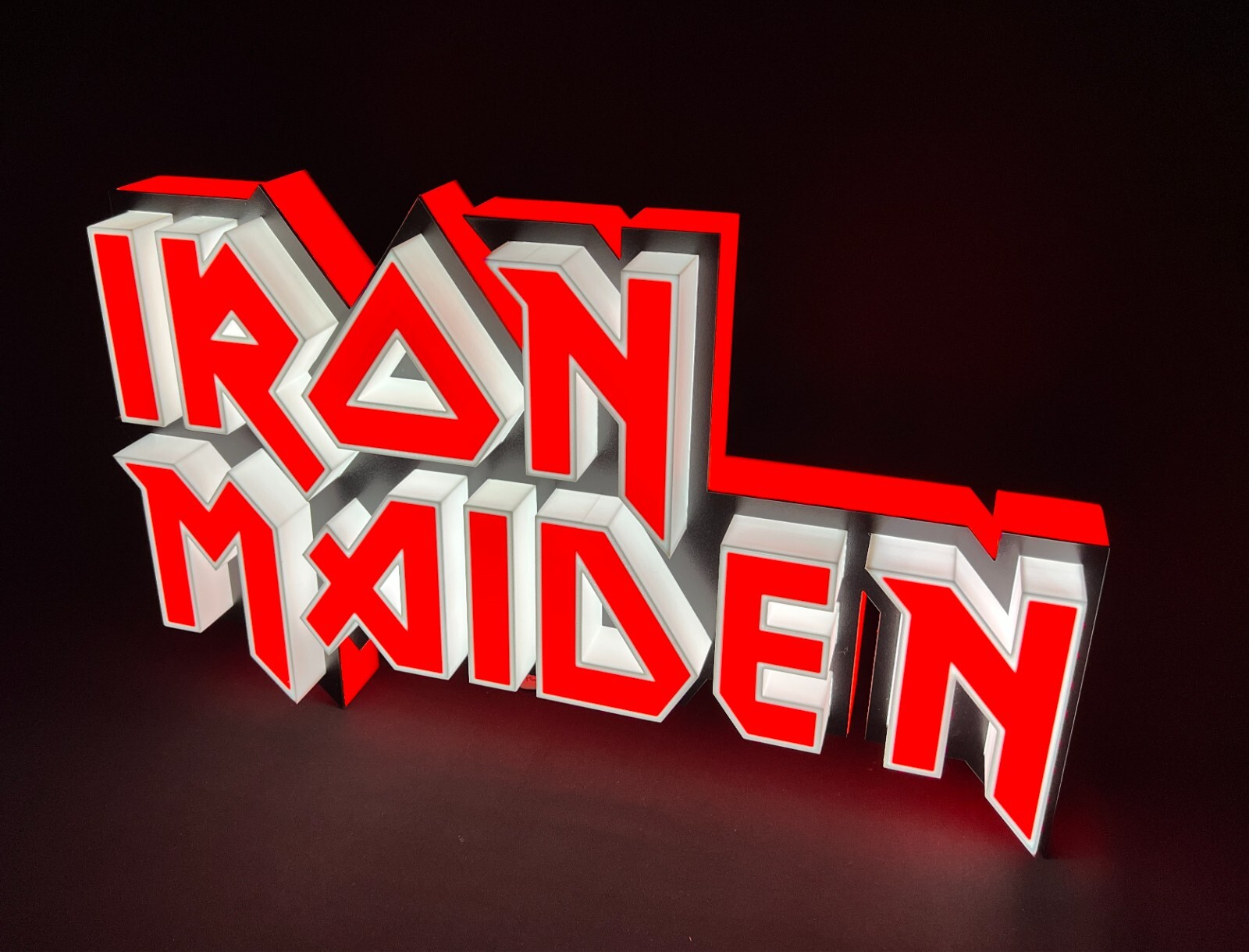 Iron Maiden insegna luminosa targa heavy metal lighted sign logo Eddie the Head