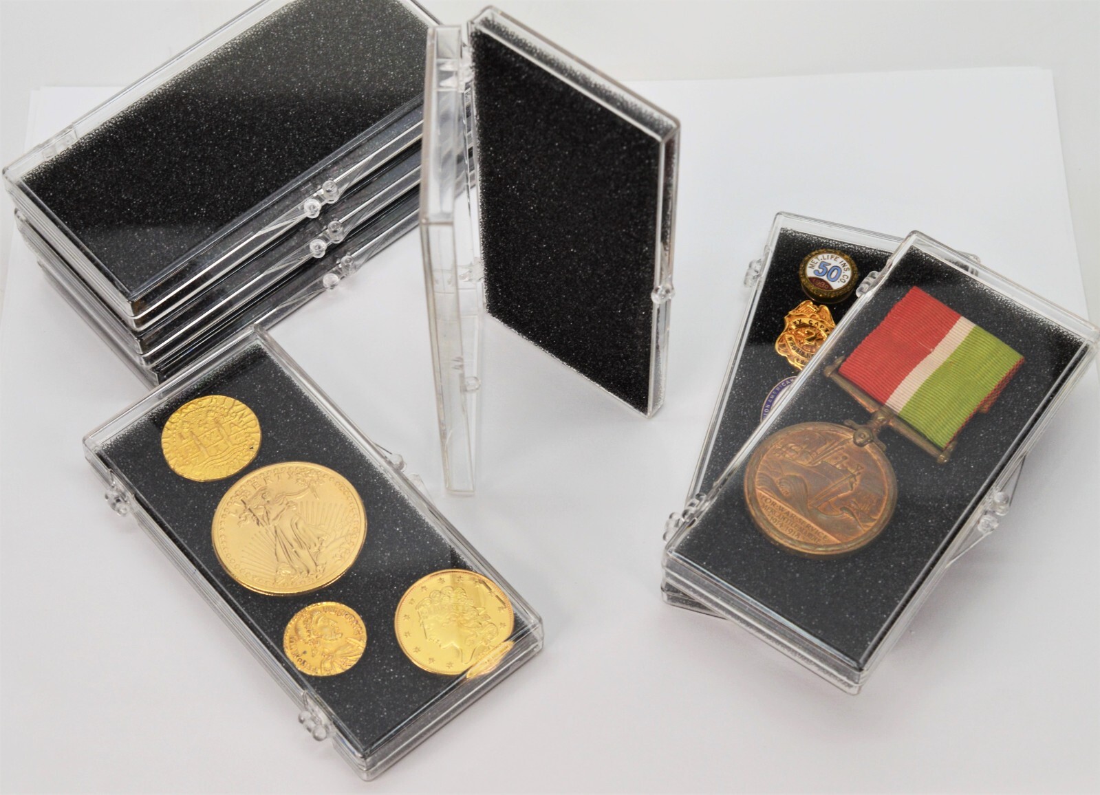 Clear Plastic Display Snap Case Box for Medals Collectables – Lot of 6