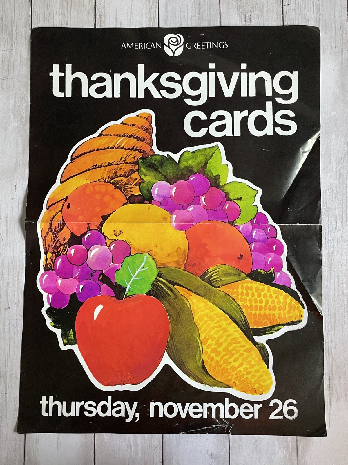 Vintage 1981 American Greetings Advertisement Poster Sign For Thanksgiving Cards