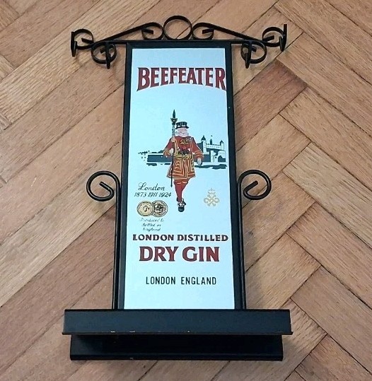 BEEFEATER GIN ADVERTISING MIRROR SIGN DISPLAY-BAR SET-70′-VINTAGE