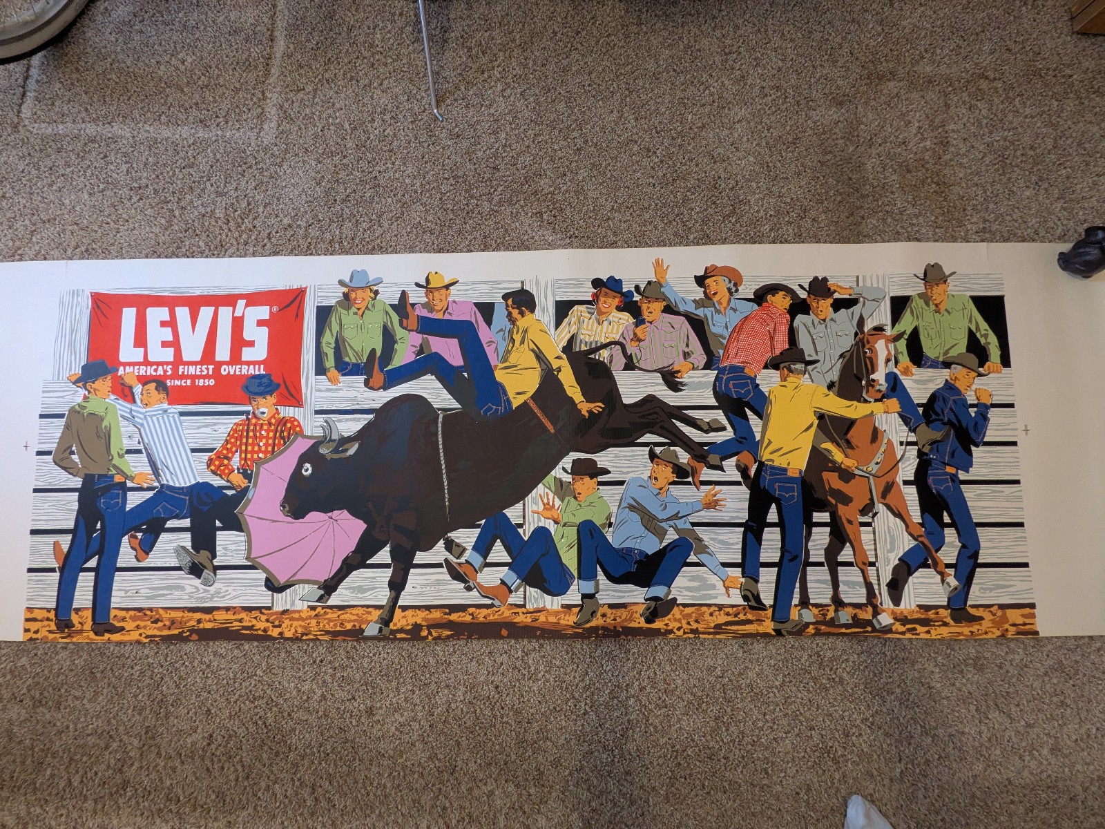 TWO Levi’s Vintage Graphic Screen Printing Store Posters PONY & RODEO Mural