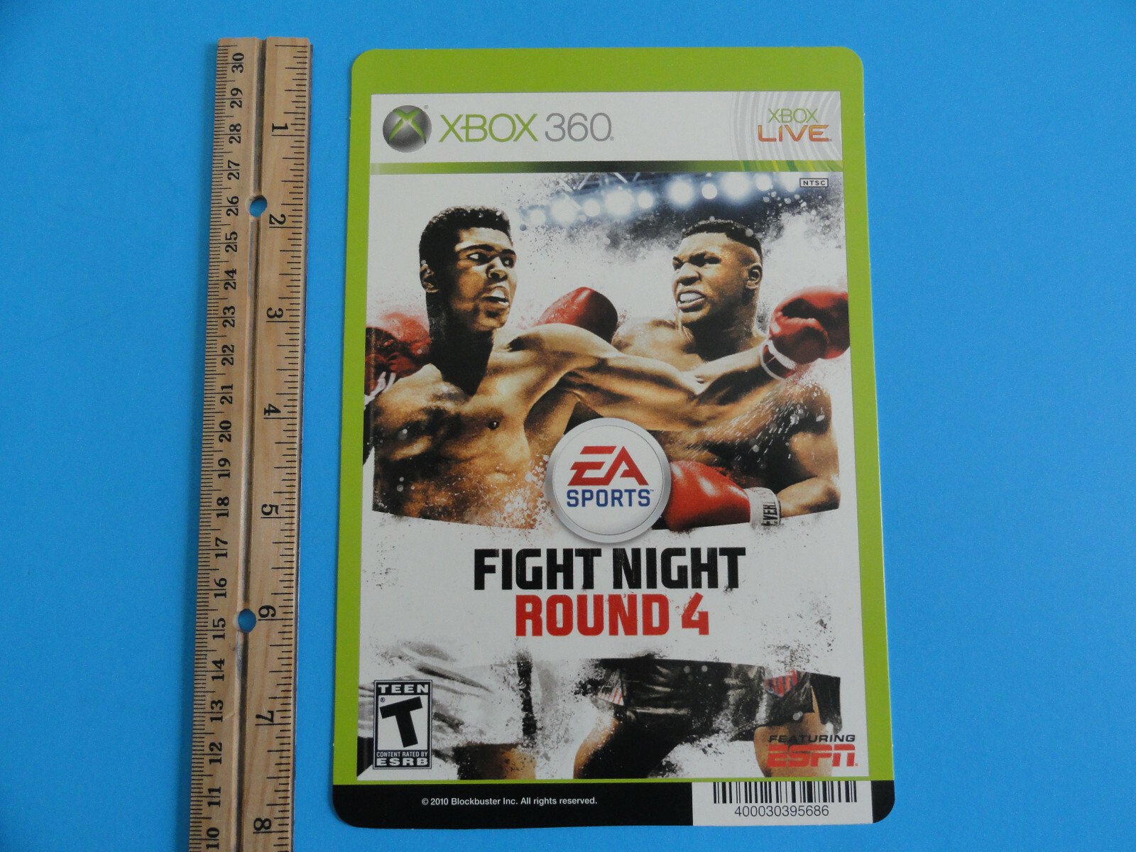 XBOX 360 FIGHT NIGHT ROUND 4 BLOCKBUSTER VIDEO BACKER CARD 5″X8″ NO GAME