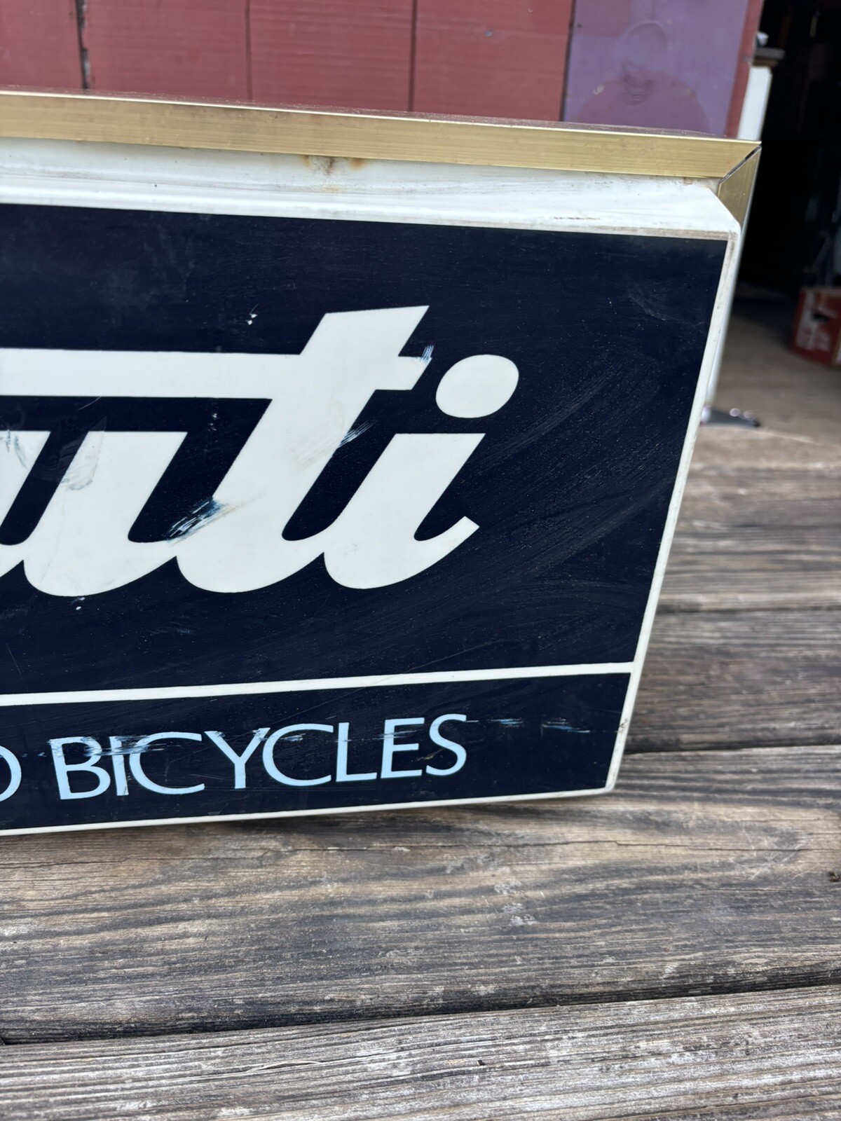 Malaguti Motorized Bicycle Sign Dealer Plastic Double Sided Store Display Rare