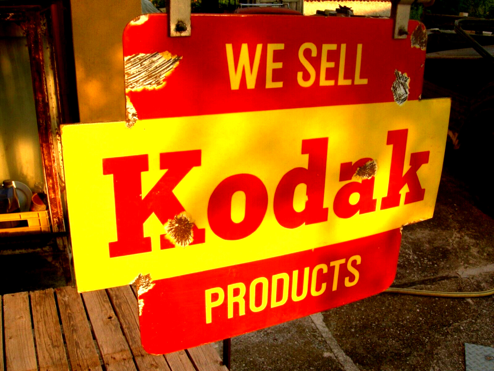 KODAK – TWO-SIDED ENAMEL LICENSE PLATE – WITH STAND – 1940s/50s