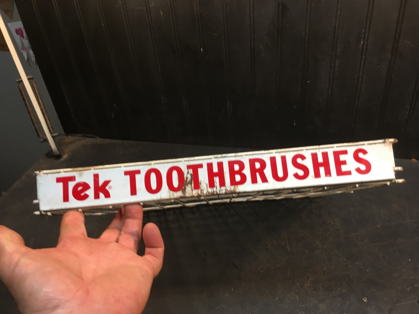 General Store Display wire rack Tek Toothbrushes Advertisement 15x13x1.5in