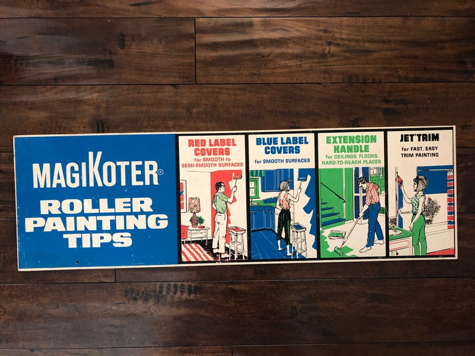 Vintage MAGIKOTER Roller Painting Tips Store Display Sign MCM LADY HOUSEWIFE