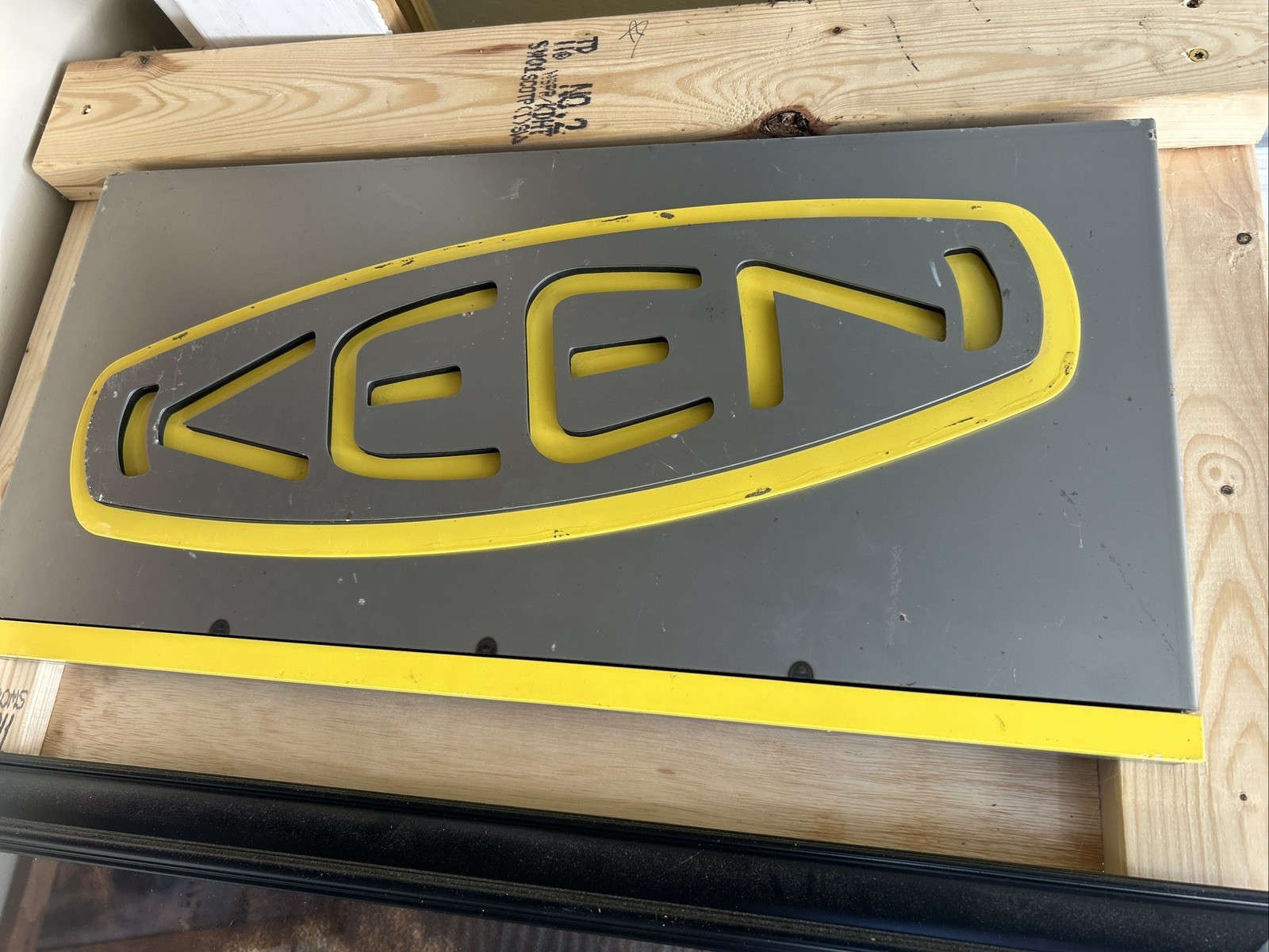 Keen Utility Shoe Brand Sign Metal Store Advertising Hanging Display 24” x 12”