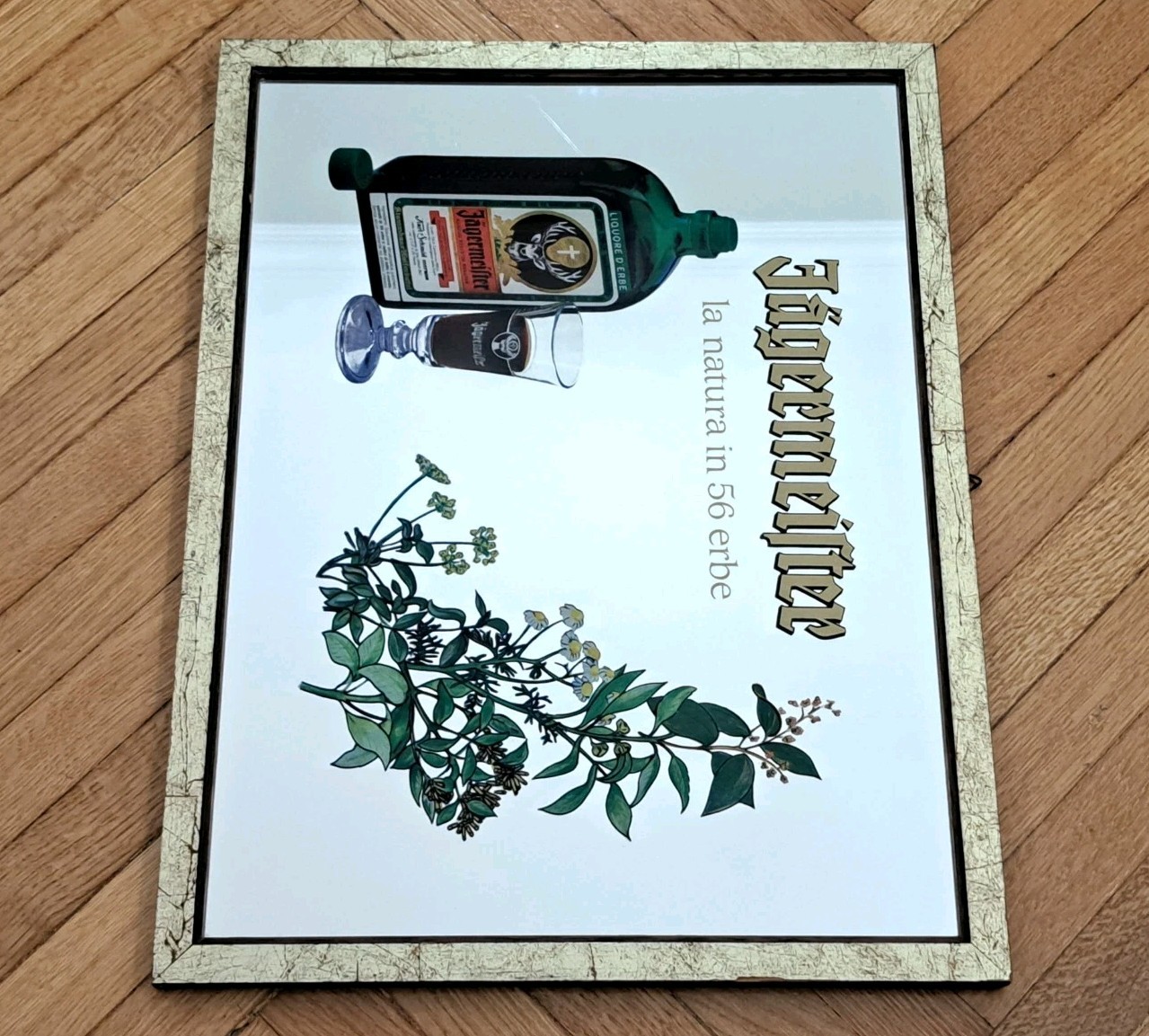 JAGERMEISTER BITTER LIQUEUR ADVERTISING MIRROR SIGN FRAME-70s-VINTAGE