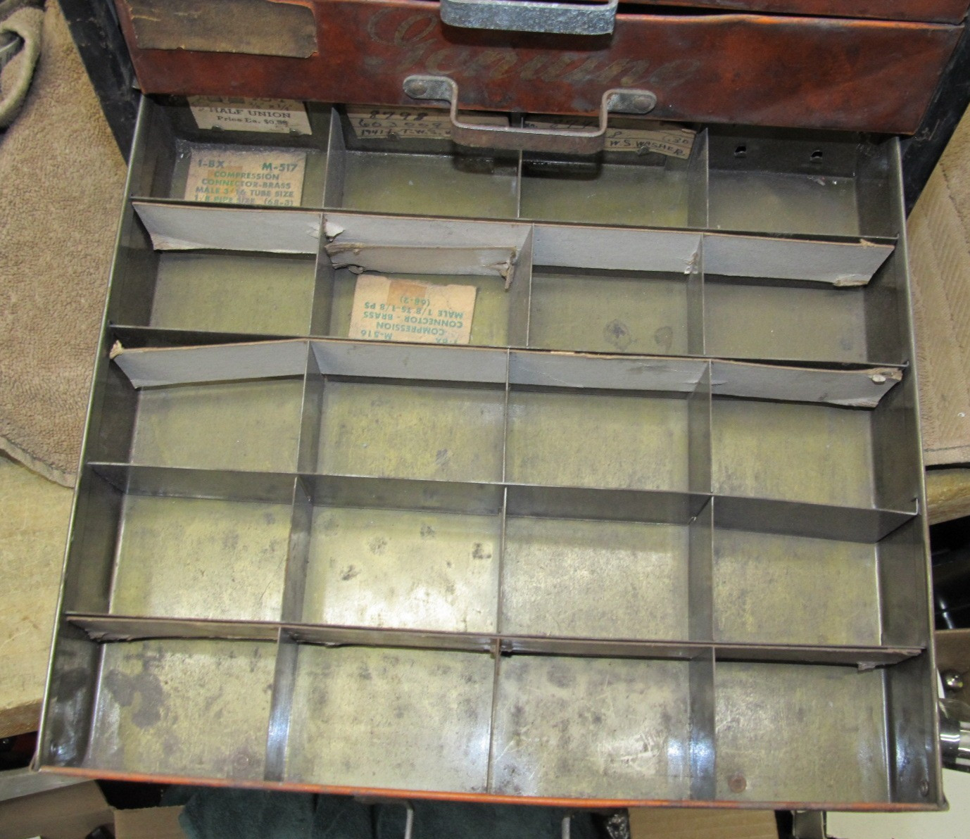 Vintage Imperial Genuine Brass Fittings 5 Drawer Metal Cabinet