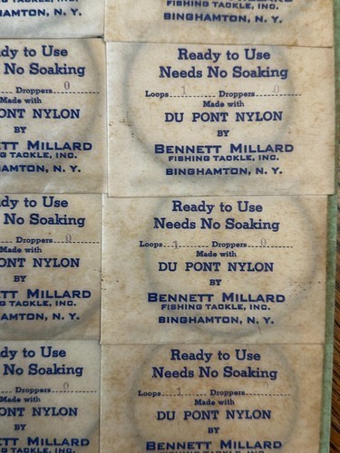 DuPont Nylon Leaders Display Bennett Millard Fishing Tackle 1950s NY Fish