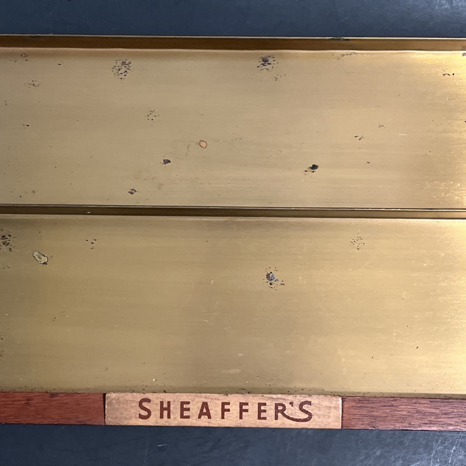 Vintage Sheafer’s Display Trays lot of 2 Wood Metal, as is, rough shape