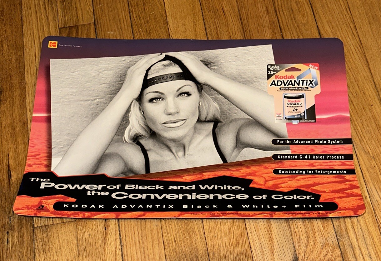 Vintage Kodak Counter Mat Advertising ADVANTiX C-41 B+W Film 12”x18” *NEW