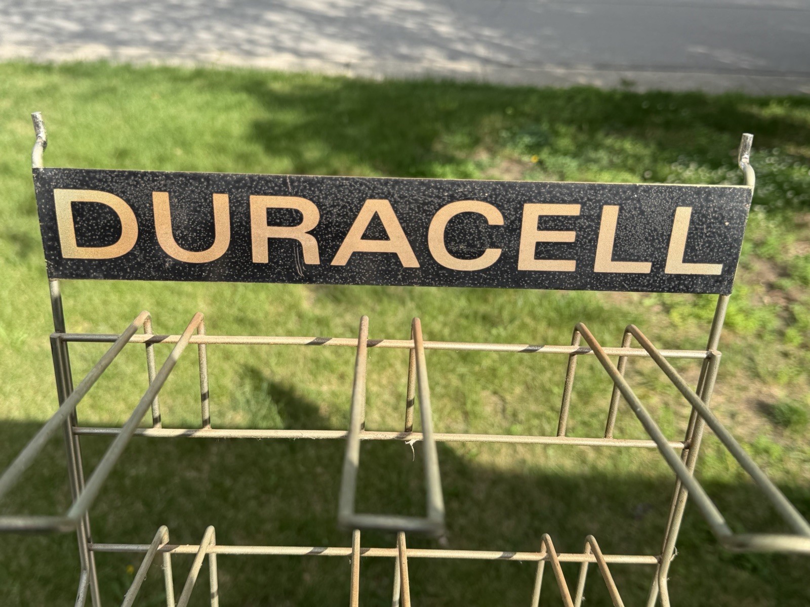 Vtg Duracell Battery Wire Advertising Store Display Rack Pegboard – Tin Sign