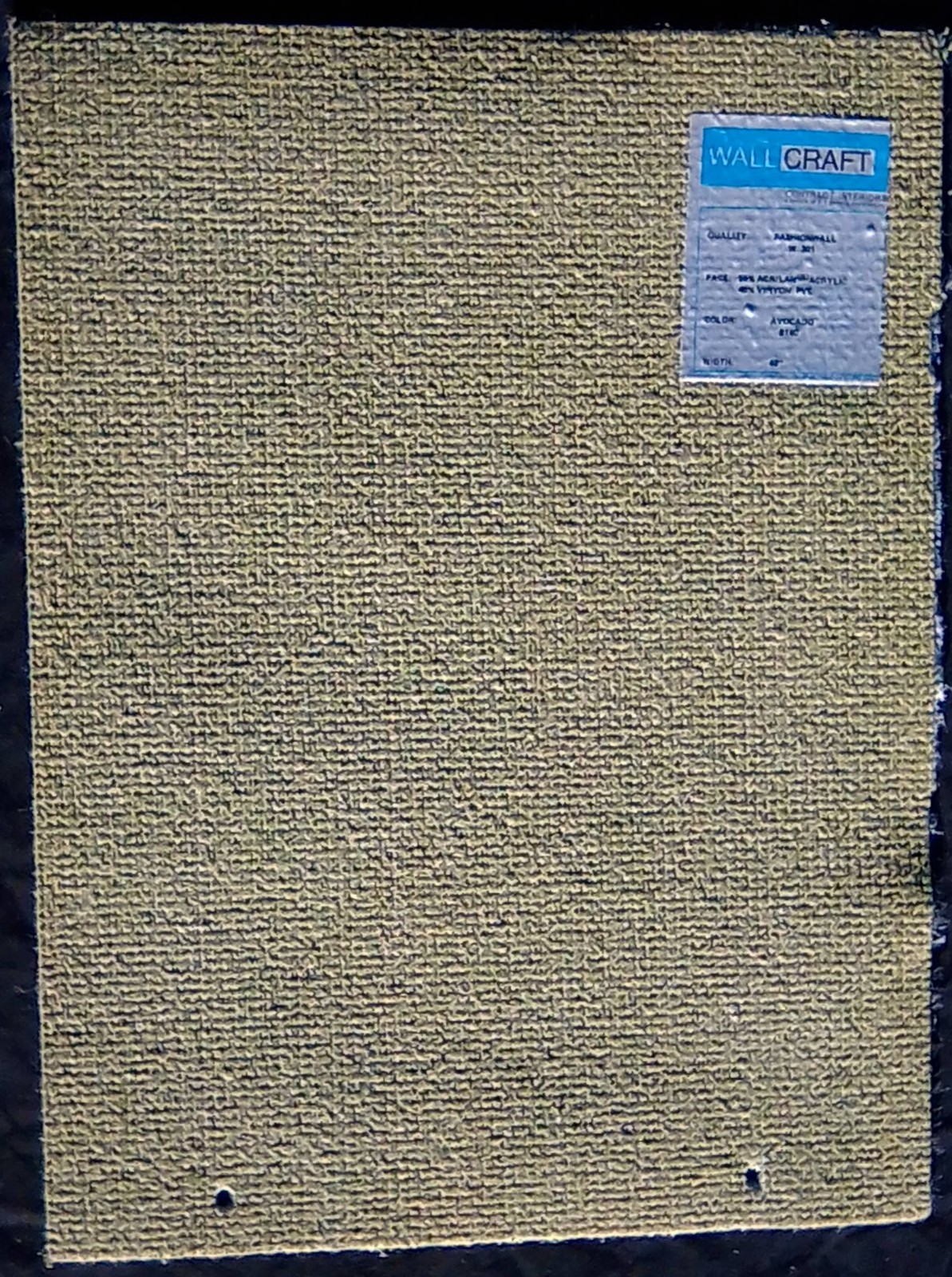 NOS 1970s Wall Craft Carpet Sample Avocado Green Space Age Retro MCM Wall Cover