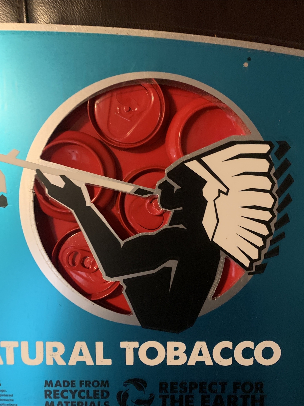 Vintage Store Display Sign Aluminum Double Sided Natural American Spirit Tobacco