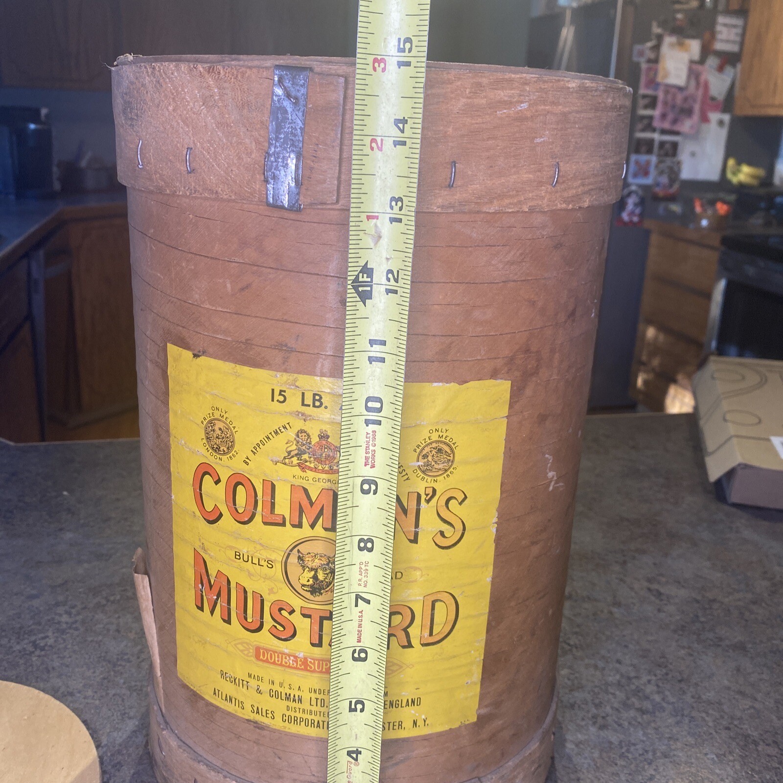 Vintage Huge #15 Colman’s Mustard Wood Shipping Cask Keg Amazing