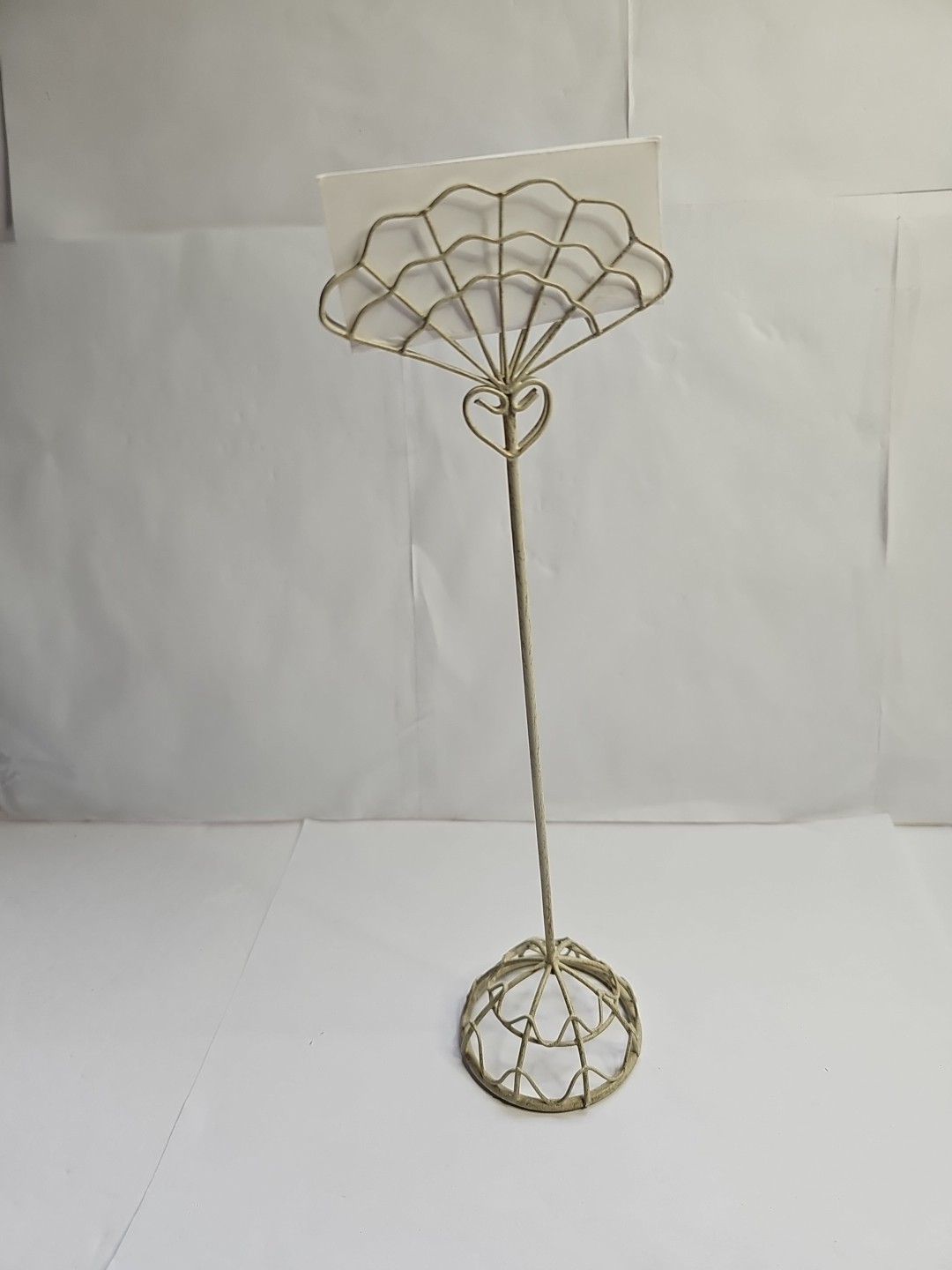 Wired Note Sign Display Stand 11″ Tall Beige Fan Shape Top