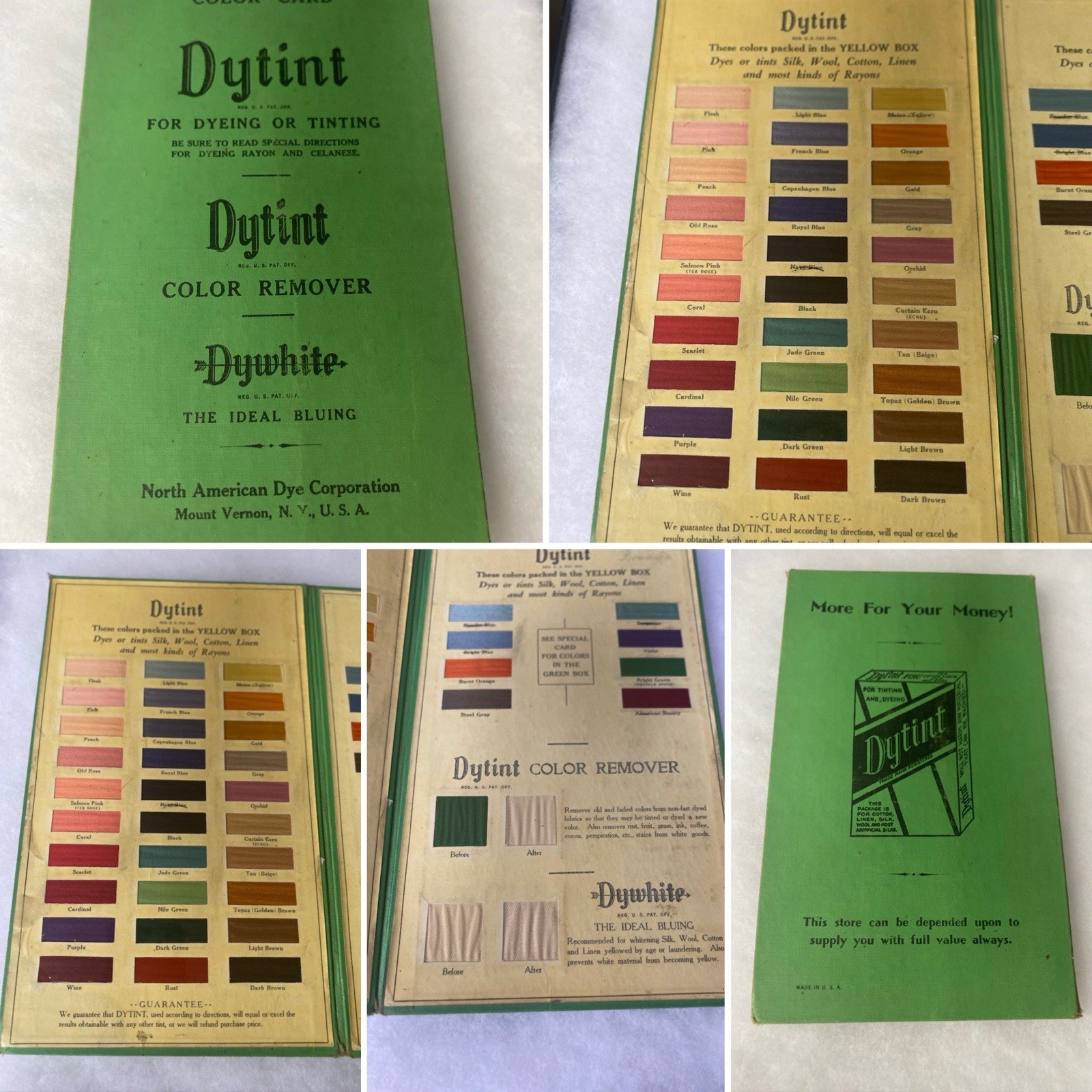Antique Dywhite Dytint Fabric Color Dye Counter Display Ideal Bluing