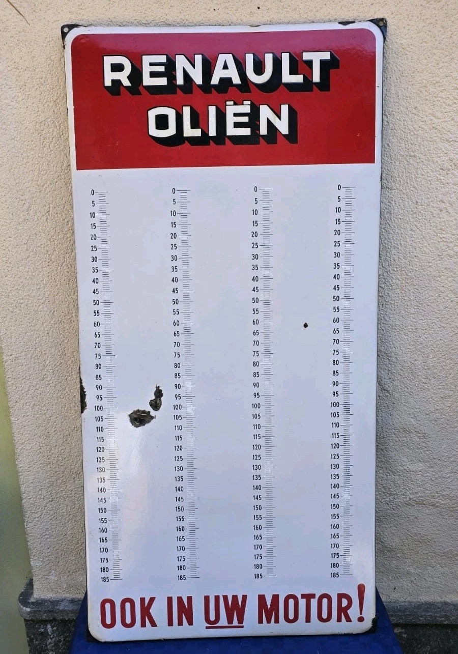 Renault Olien Enamel Table Sign