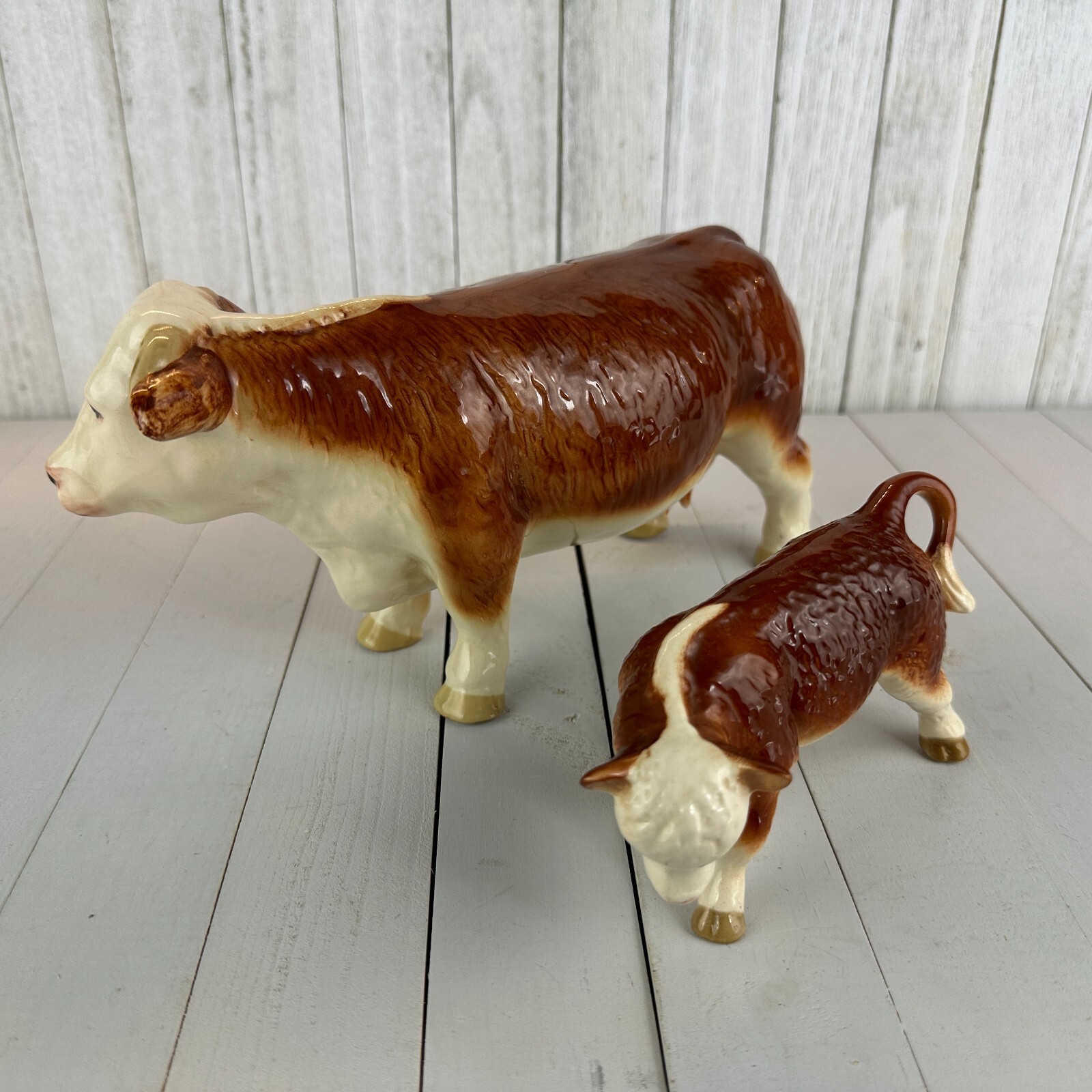 COOPERCRAFT COUNTRYSIDE Mama COW & Baby CALF BUTCHER SHOP FIGURE Vintage England