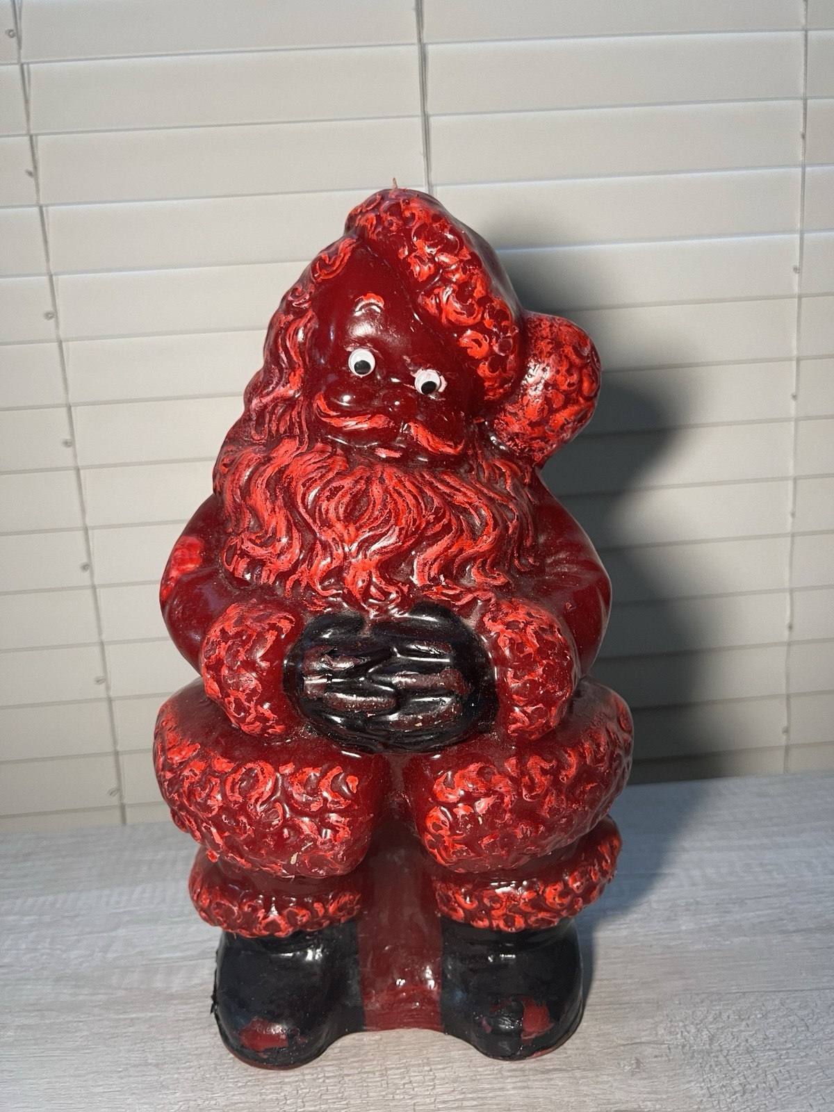 Rare MCM Tavern Candle Solid Wax SANTA Store Display 24” Vintage Christmas Grail