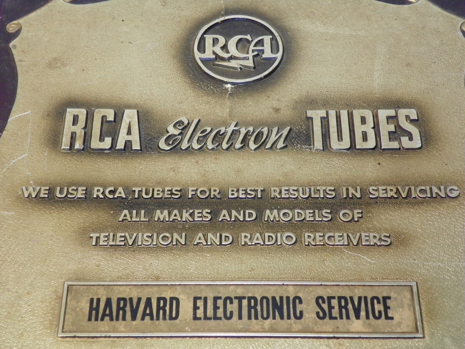 Vintage RCA Electron Tube Store Sign “HARVARD ELECTRONIC SERVICE”
