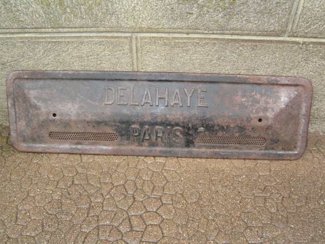 Delahaye Car Paris Sign, Painted Metal Engine Plate 1895/1954
