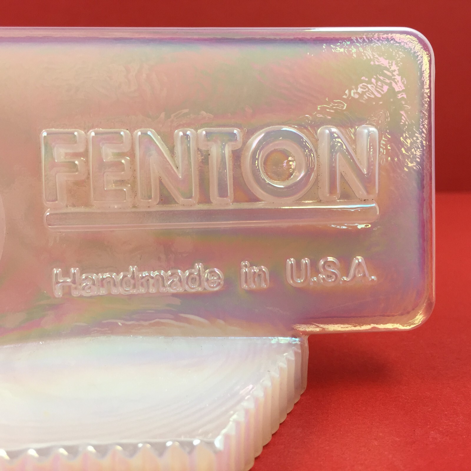 Vintage Fenton Dealer Sign Plaque Carnival Opalescent Pink Original Label