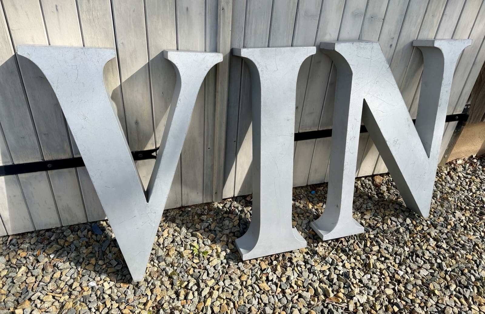 Large French Wine Sign Mid Century Aluminum VIN Letters Vintage Industrial Pub
