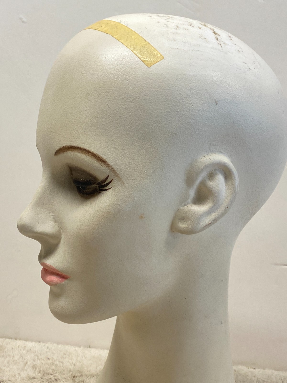 Vintage 1970s Hat Wig Stand Head Store DIsplay Long Neck Ceramic Mannequin
