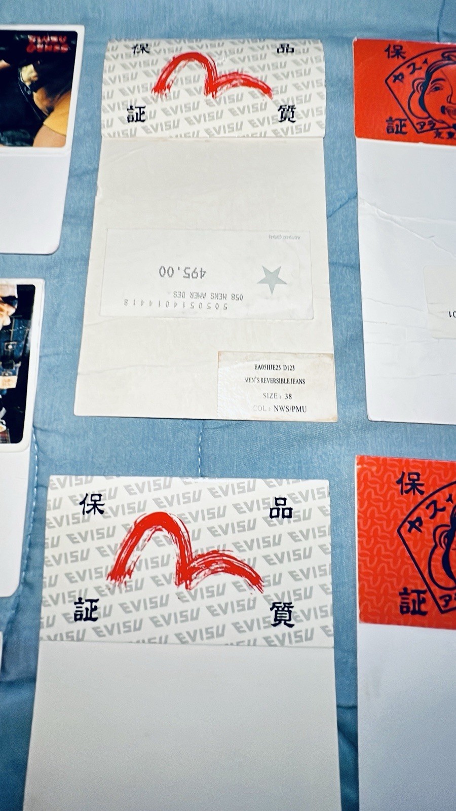 Lot Of 27 Original Evisu Genes Jeans Back Pocket Paper Store Flash Tags