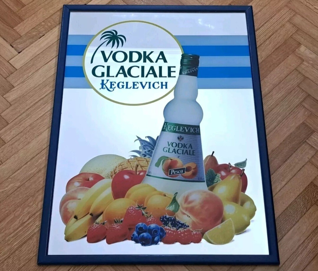 ADVERTISING MIRROR FRAME-KEGLEVICH VODKA-MIRROR PAINTING PICTURES-VINTAGE