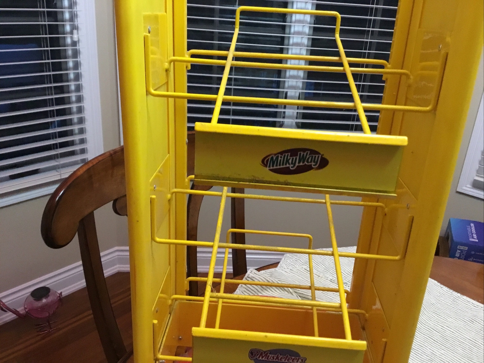 Red SKITTLES Candy Store Display – Yellow 4 Tier Rack Base On Wheels – 31” Tall