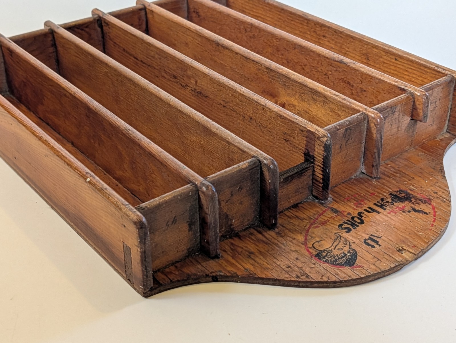 Antique SHOFF Kent, WA Fishing Hook Lure Store Display. Wood. Rustic Vintage