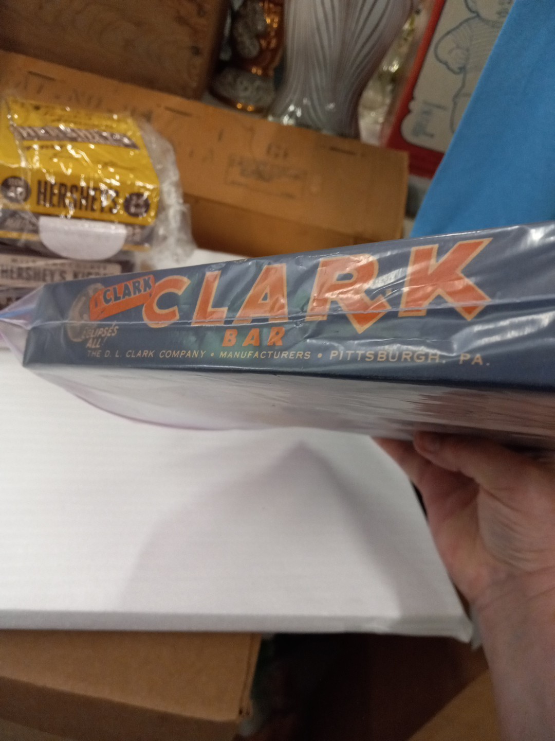 VINTAGE CLARK BAR 1930’s CANDY BAR BOX STORE DISPLAY SHELF ADVERTISING (empty)