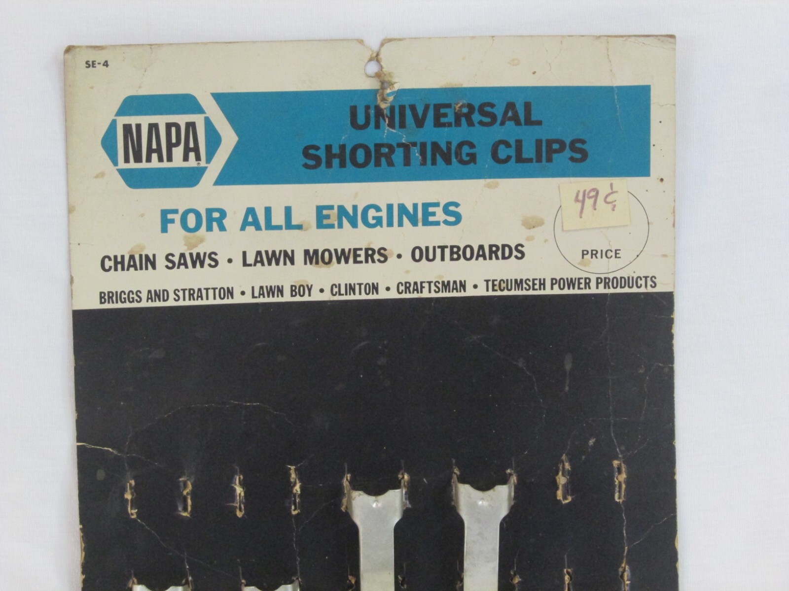 Vintage NAPA Cardboard In Store Hanging Display Shorting Clips Mowers Saws Motor
