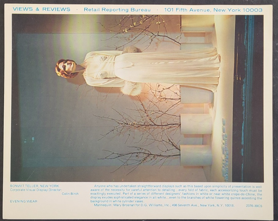 1970s BONWIT TELLER, NY WINDOW DISPLAY PHOTO PRINT ELEGANCE IN ALL-WHITE